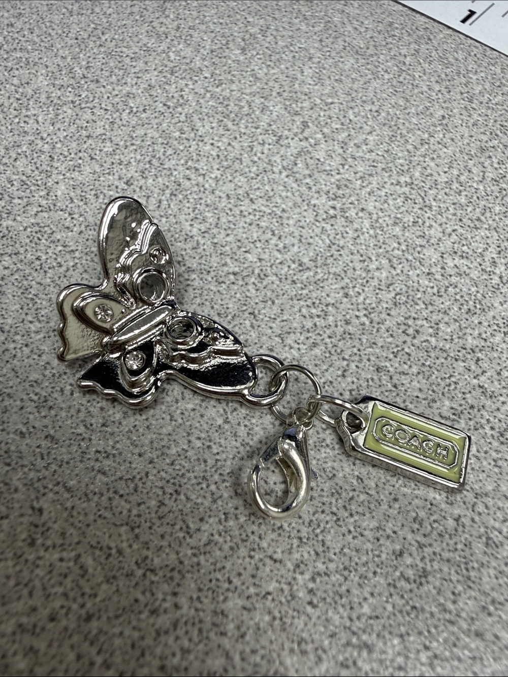 Coach Silver Butterfly Charm Key & Card Holder Accent